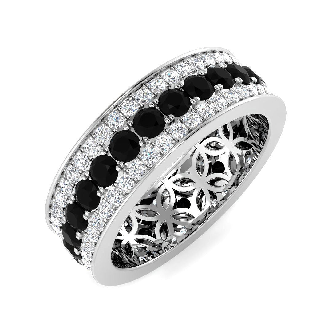 Black & Round Diamond Full Eternity Ring in 10K/14K gold and platinum with certified lab-grown or natural diamonds
