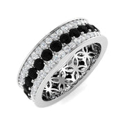 Black & Round Diamond Full Eternity Ring in 10K/14K gold and platinum with certified lab-grown or natural diamonds