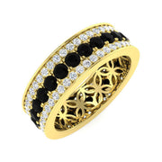 Black & Round Diamond Full Eternity Ring in 10K/14K gold and platinum with certified lab-grown or natural diamonds