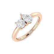 Round & Pear Diamond Two-Stone Ring in 10K/14K gold and platinum with certified lab-grown or natural diamonds