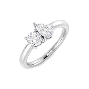 Round & Pear Diamond Two-Stone Ring in 10K/14K gold and platinum with certified lab-grown or natural diamonds