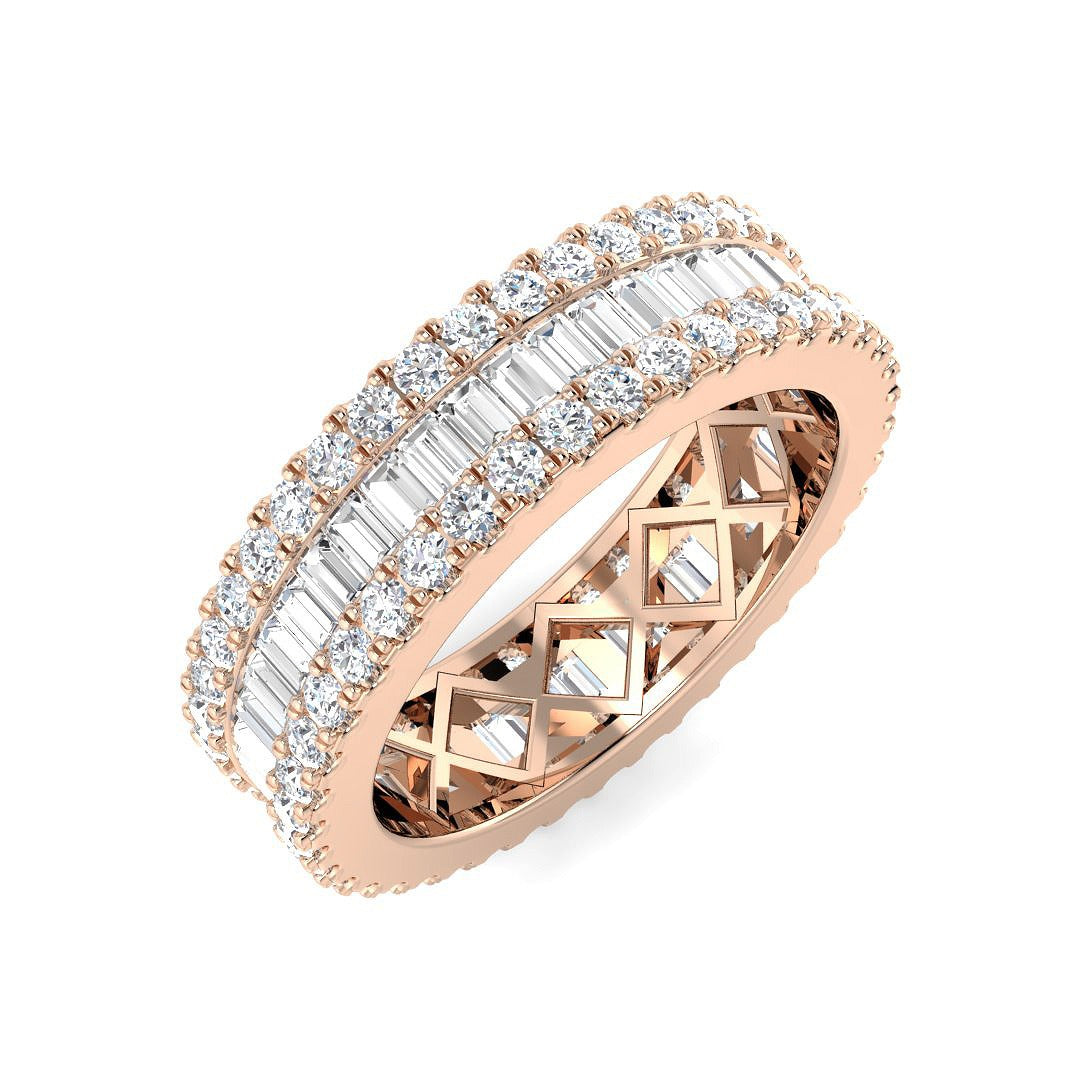 Baguette & Round Diamond Full Eternity Ring in 10K/14K gold and platinum with certified lab-grown or natural diamonds