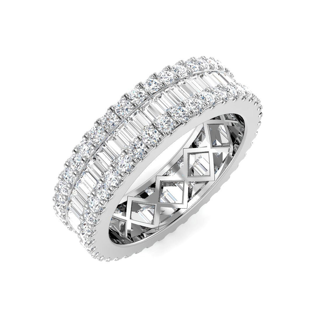Baguette & Round Diamond Full Eternity Ring in 10K/14K gold and platinum with certified lab-grown or natural diamonds