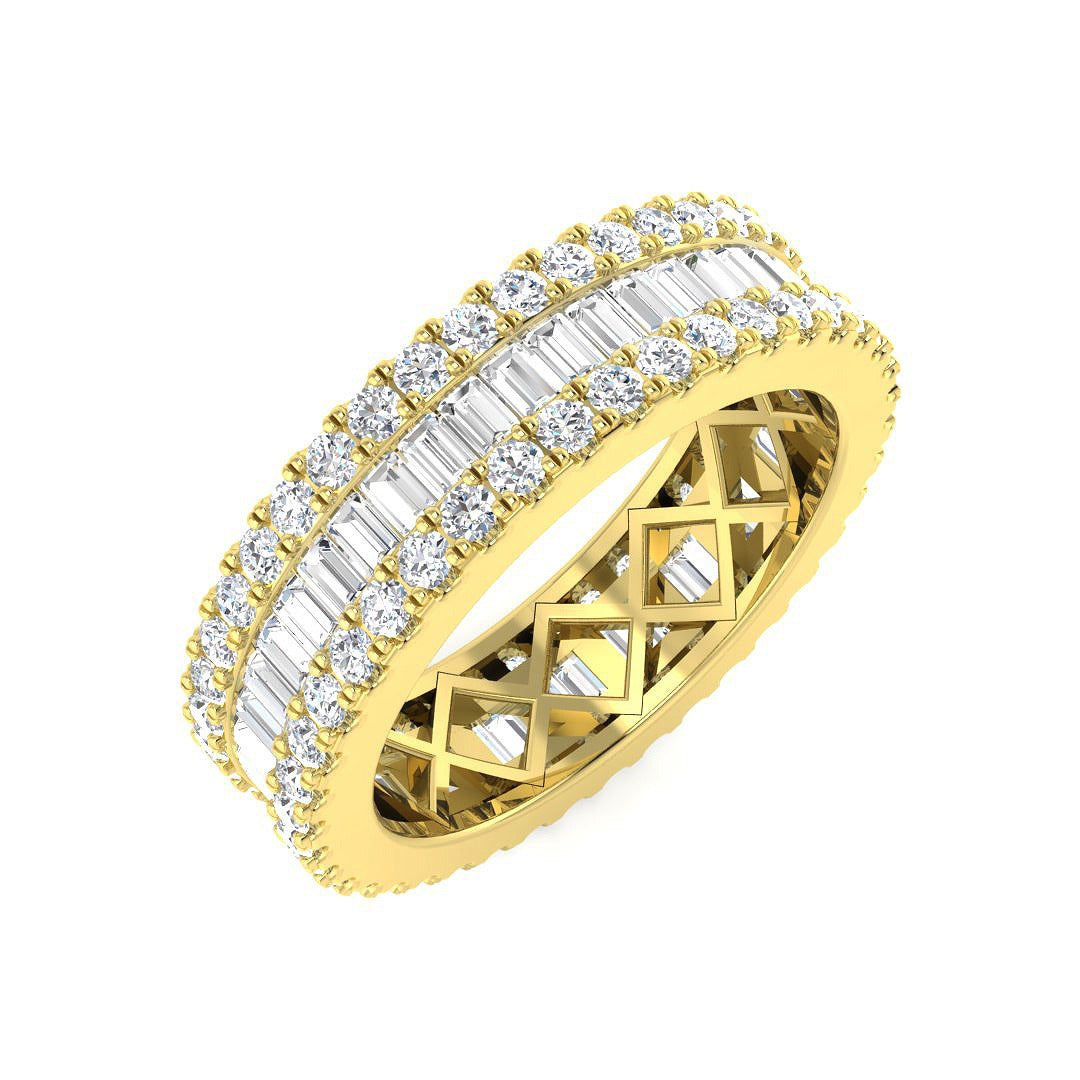 Baguette & Round Diamond Full Eternity Ring in 10K/14K gold and platinum with certified lab-grown or natural diamonds