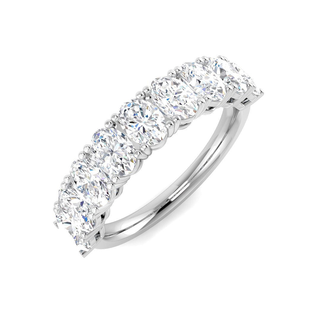 Oval Diamond Half Eternity Ring in 10K/14K gold and platinum with certified lab-grown or natural diamonds