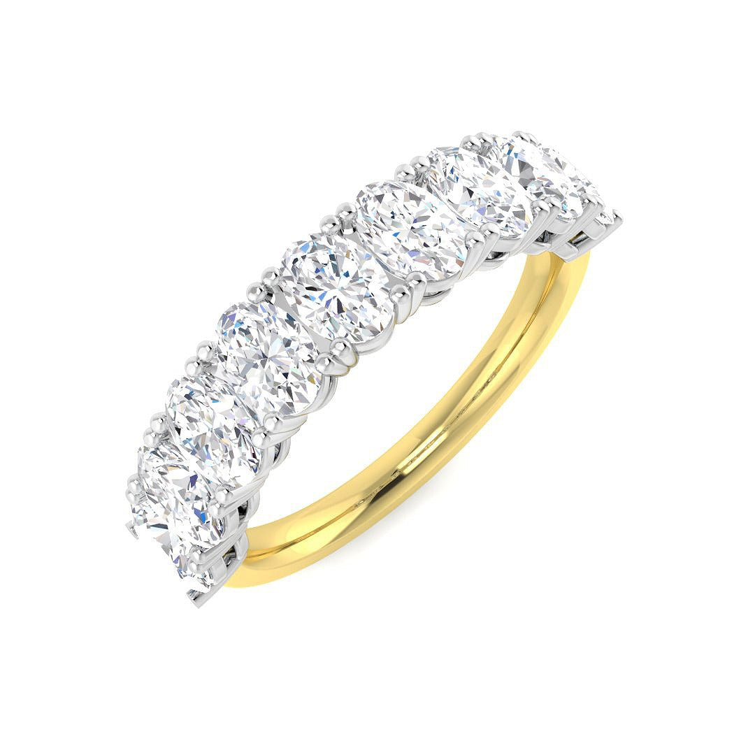 Oval Diamond Half Eternity Ring in 10K/14K gold and platinum with certified lab-grown or natural diamonds