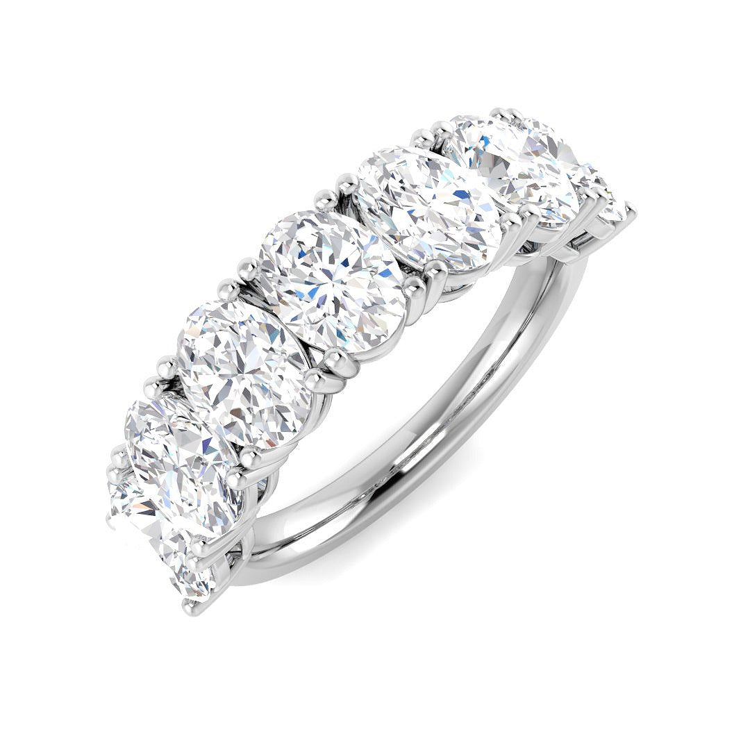 3.50Ct Oval 7 Stone Diamond Ring in 10K/14K gold and platinum with certified lab-grown or natural diamonds