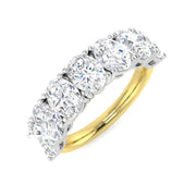 3.50Ct Oval 7 Stone Diamond Ring in 10K/14K gold and platinum with certified lab-grown or natural diamonds