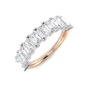 Emerald Diamond Half Eternity Ring in 10K/14K gold and platinum with certified lab-grown or natural diamonds