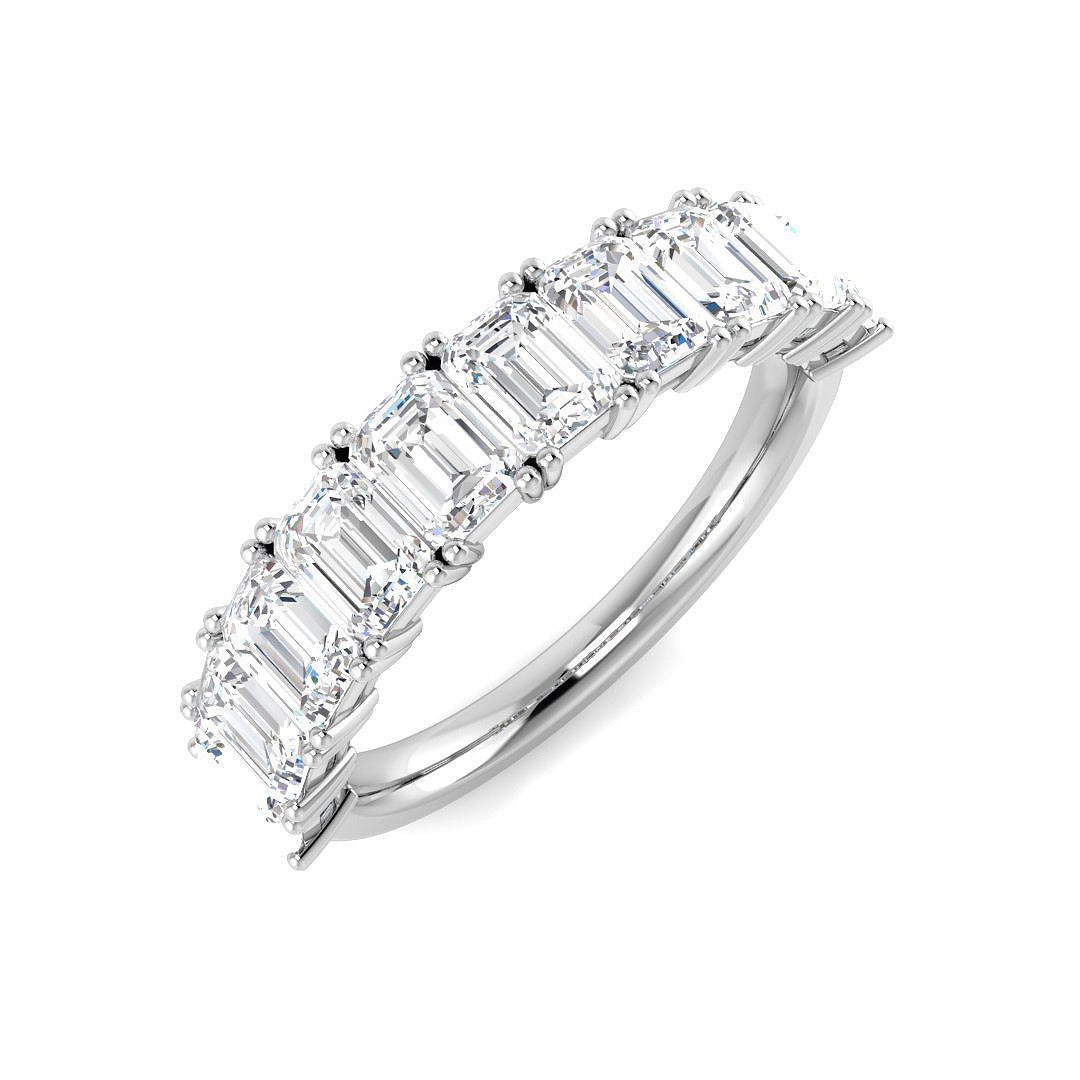 Emerald Diamond Half Eternity Ring in 10K/14K gold and platinum with certified lab-grown or natural diamonds