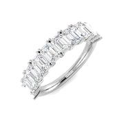 Emerald Diamond Half Eternity Ring in 10K/14K gold and platinum with certified lab-grown or natural diamonds
