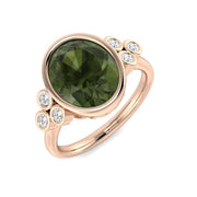 Oval Green Tourmaline Engagement Ring in 10K/14K gold and platinum with certified lab-grown or natural diamonds