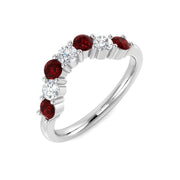 Ruby Wishbone Ring with Diamond Wedding Band in 10K/14K gold and platinum with certified lab-grown or natural diamonds