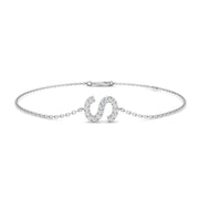 Round Cut Pave Lab Grown Diamond Alphabet S Bracelet with Chain Solid in 10K/14K gold and platinum with certified lab-grown or natural diamonds