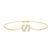 Round Cut Pave Lab Grown Diamond Alphabet S Bracelet with Chain Solid in 10K/14K gold and platinum with certified lab-grown or natural diamonds