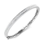 Natural Princess Cut Half Eternity Channel Set Hinged Diamond Bangle with Box Clasp in 10K/14K gold and platinum with certified lab-grown or natural diamonds