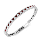 Platinum Natural Round Cut and Ruby Channel Set Eternity Bangle with Hinged Box Clasp in 10K/14K gold and platinum with certified lab-grown or natural diamonds