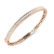 Natural Diamond Channel Set Half Eternity Bangle with Hinged Lock in 10K/14K gold and platinum with certified lab-grown or natural diamonds