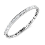 Natural Round Channel Set Diamond Bangle with Hinged Box Clasp in 10K/14K gold and platinum with certified lab-grown or natural diamonds