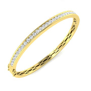 Natural Round Channel Set Diamond Bangle with Hinged Box Clasp in 10K/14K gold and platinum with certified lab-grown or natural diamonds
