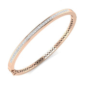 Natural Princess Cut Channel Set Diamond Bangle in Channel Set with Hinged Lock in 10K/14K gold and platinum with certified lab-grown or natural diamonds