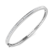 Natural Round Channel Set Diamond Bangle with Hinged Box Clasp in 10K/14K gold and platinum with certified lab-grown or natural diamonds