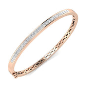 Natural Princess Cut Half Eternity Channel Set Hinged Diamond Bangle with Box Clasp in 10K/14K gold and platinum with certified lab-grown or natural diamonds