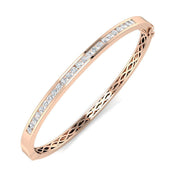 Natural Round Channel Set Diamond Bangle with Hinged Box Clasp in 10K/14K gold and platinum with certified lab-grown or natural diamonds