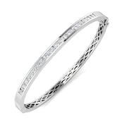 Natural Round Channel Set Diamond Bangle with Hinged Box Clasp in 10K/14K gold and platinum with certified lab-grown or natural diamonds
