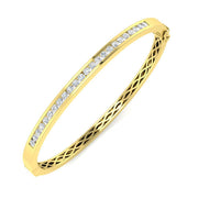 Natural Round Channel Set Diamond Bangle with Hinged Box Clasp in 10K/14K gold and platinum with certified lab-grown or natural diamonds