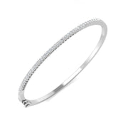 Natural Round Cut Diamond Prong Set Half Eternity Bangle with Hinged Lock in 10K/14K gold and platinum with certified lab-grown or natural diamonds