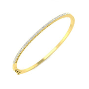Natural Round Cut Diamond Prong Set Half Eternity Bangle with Hinged Lock in 10K/14K gold and platinum with certified lab-grown or natural diamonds