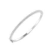 Natural Round Cut Diamond Prong Set Half Eternity Bangle with Hinged Lock in 10K/14K gold and platinum with certified lab-grown or natural diamonds