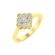 Milgrain Cluster Diamond Ring 0.33ct Vintage Floral UK Hallmarked in 10K/14K gold and platinum with certified lab-grown or natural diamonds