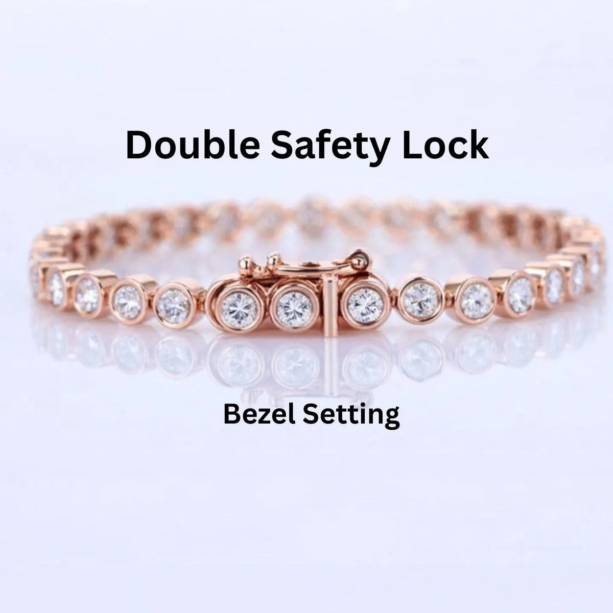 Bezel Set Diamond Tennis Bracelet in 10K/14K gold and platinum with certified lab-grown or natural diamonds