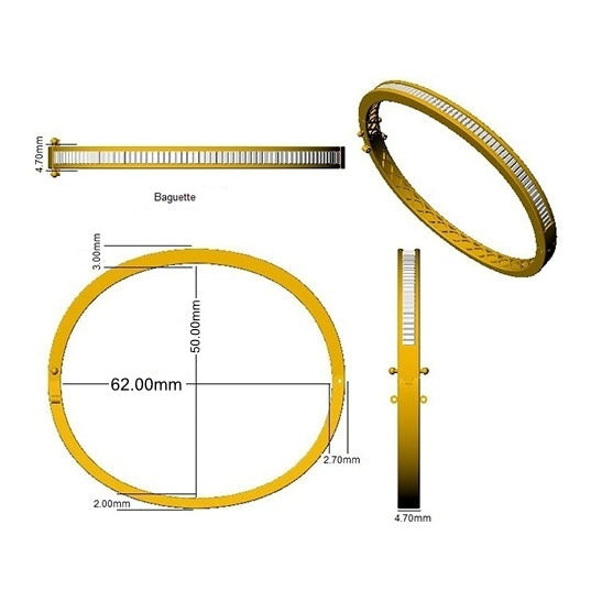 Baguette Cut Lab Grown Diamond Channel Set Eternity Bangle with Lock in 10K/14K gold and platinum with certified lab-grown or natural diamonds