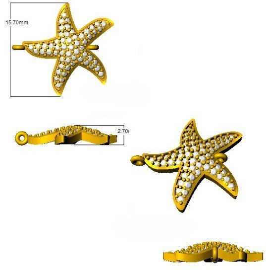 Natural Diamond Starfish Bracelet in 10K/14K gold and platinum with certified lab-grown or natural diamonds