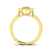 Vintage Blue Sapphire Diamond Cluster Ring in 10K/14K gold and platinum with certified lab-grown or natural diamonds