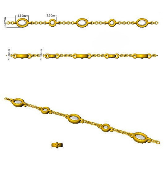 Natural Oval & Round Cut Bezel Set Diamond Station Bracelet in Platinum with Lobster Claw in 10K/14K gold and platinum with certified lab-grown or natural diamonds