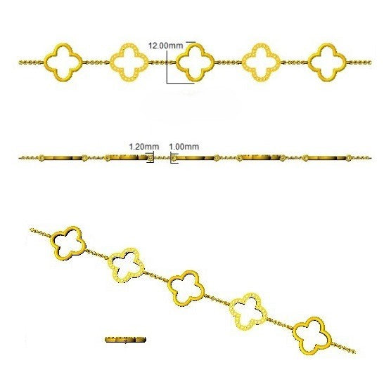 Lab Grown Diamond Four Leaf Clover Bracelet in 10K/14K gold and platinum with certified lab-grown or natural diamonds