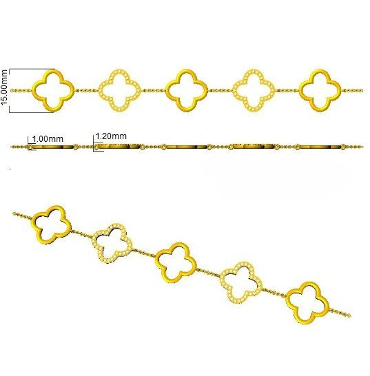 Lab Grown Diamond Four Leaf Clover Bracelet in 10K/14K gold and platinum with certified lab-grown or natural diamonds