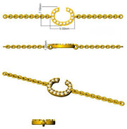 Initial C Letter Round Lab Grown Diamond Chain Bracelet Pave Set in 10K/14K gold and platinum with certified lab-grown or natural diamonds