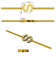 Round Cut Pave Lab Grown Diamond Alphabet S Bracelet with Chain Solid in 10K/14K gold and platinum with certified lab-grown or natural diamonds