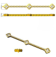 Natural Diamond Clover Link Tennis Bracelet Solid Gold with Box Clasp in 10K/14K gold and platinum with certified lab-grown or natural diamonds