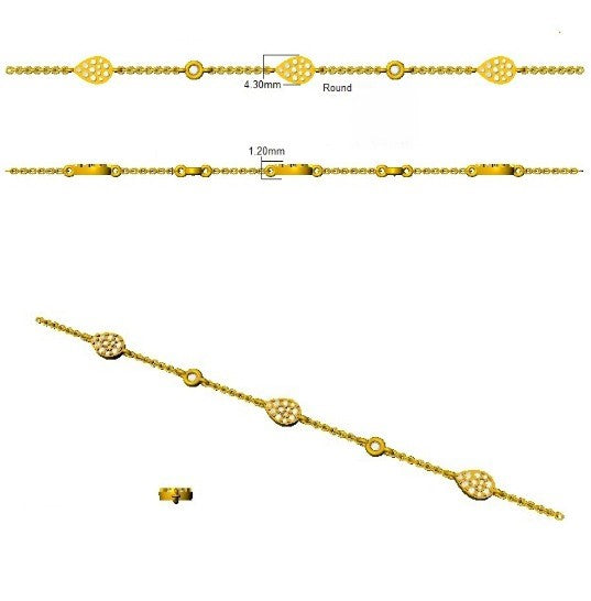 Natural Diamond Pear Shape Station Bracelet in 10K/14K gold and platinum with certified lab-grown or natural diamonds