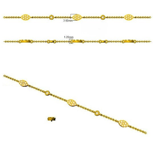 Round Lab Grown Diamond Pave Set Marquise Shape Station Bracelet with Bezel Set in 10K/14K gold and platinum with certified lab-grown or natural diamonds