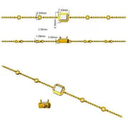 Natural Emerald Cut Diamond Halo Station Bracelet with Adjustable Chain in 10K/14K gold and platinum with certified lab-grown or natural diamonds