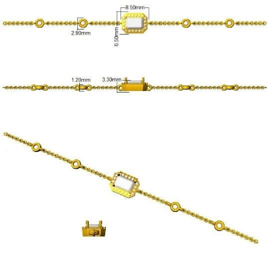 Natural Emerald Cut Diamond Halo Station Bracelet with Adjustable Chain in 10K/14K gold and platinum with certified lab-grown or natural diamonds