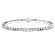 Natural Round & Pear Cut Diamond Tennis Bracelet with Box Clasp - Two Shape Diamond Bracelet in 10K/14K gold and platinum with certified lab-grown or natural diamonds