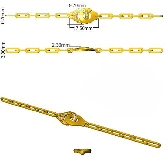 Pave Natural Diamond Handcuff Link Bracelet with Lobster Clasp in 10K/14K gold and platinum with certified lab-grown or natural diamonds